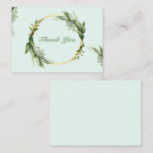 Green Leaf Wreath Corolla Bedankt Notitiekaartje (Voorkant / Achterkant)
