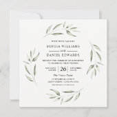 Green Leaf Wreath Greenery Summer Wedding Kaart (Voorkant)
