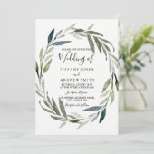Green Leaf Wreath Modern Spring Wedding Invite Kaart (Staand voorkant)