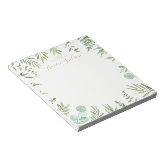 Green Leaf Wreath Personalized Notitieblok Station (Schuin)