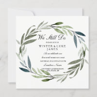 Green Leaf Wreath Vow Renewal Uitnodiging