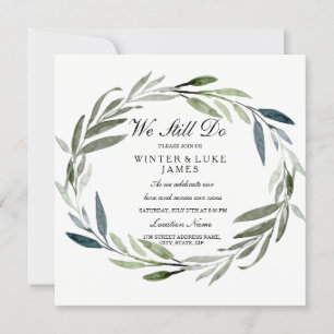 Green Leaf Wreath Vow Renewal Uitnodiging