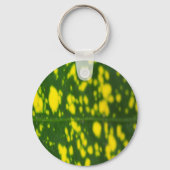 Green Leaf Yellow Dot Metal Circle Sleutelhanger (Voorkant)
