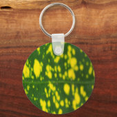 Green Leaf Yellow Dot Metal Circle Sleutelhanger (Achterkant)