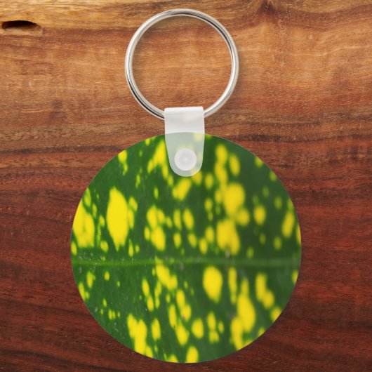 Green Leaf Yellow Dot Metal Circle Sleutelhanger (Achterkant)