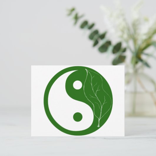 Green Leaf Yin Yang Briefkaart (Staand voorkant)