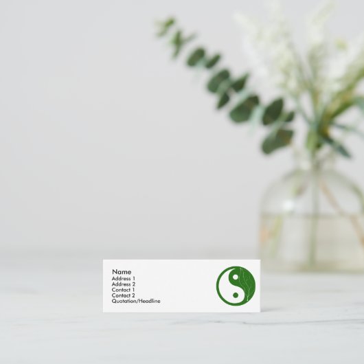 Green Leaf Yin Yang Mini Visitekaartje (Staand voorkant)
