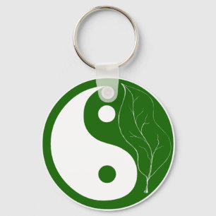 Green Leaf Yin Yang Symbol Sleutelhanger