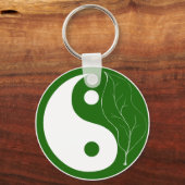 Green Leaf Yin Yang Symbol Sleutelhanger (Voorkant)