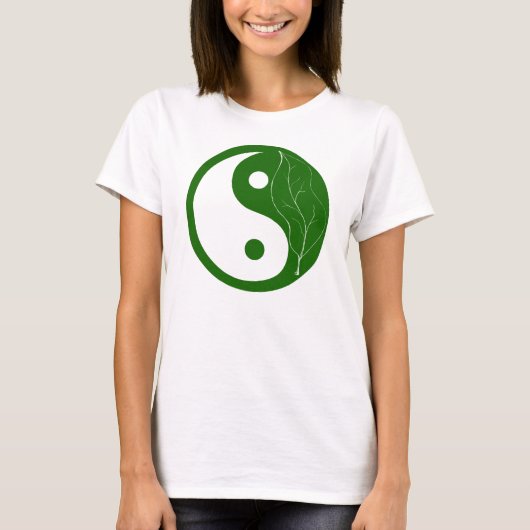 Green Leaf Yin Yang Symbol T-shirt (Voorkant)