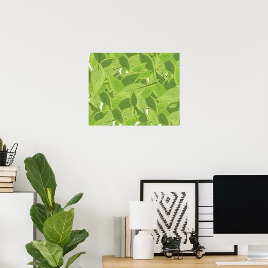 Green Leafs Pattern Poster (Thuiskantoor)