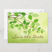 Green Leafy Branches Opslaan van de datum Post Kaa Aankondigingskaart (Voorkant / Achterkant)