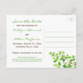 Green Leafy Branches Opslaan van de datum Post Kaa Aankondigingskaart (Achterkant)