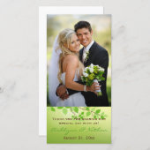 Green Leafy Branches Wedding Photo Card Bedankkaart (Voorkant / Achterkant)