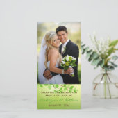 Green Leafy Branches Wedding Photo Card Bedankkaart (Staand voorkant)