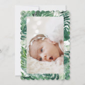 Green Leafy Elegant Botanisch Lijst Doop Foto Kaart (Achterkant)