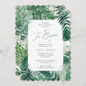 Green Leafy Elegant Botanisch Lijst Doop Foto Kaart (Voorkant / Achterkant)