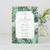 Green Leafy Elegant Botanisch Lijst Doop Foto Kaart (Staand voorkant)