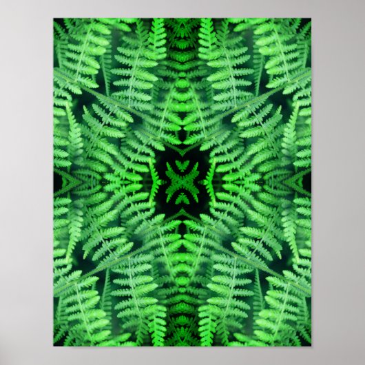 Green Leafy Ferns Abstract Poster (Voorkant)
