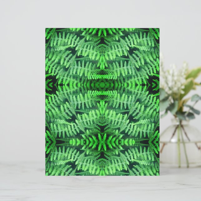 Green Leafy Ferns Abstract Scrapbook Paper (Staand voorkant)