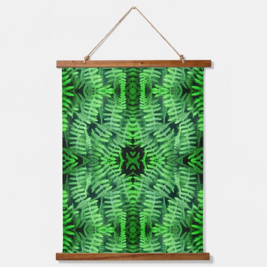 Green Leafy Ferns Natuur Abstract Hangend Wandkleed (Voorkant)