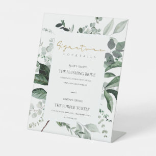 Green Leafy Foliage Signature Drink Cocktails Reclamebord Met Voetstuk