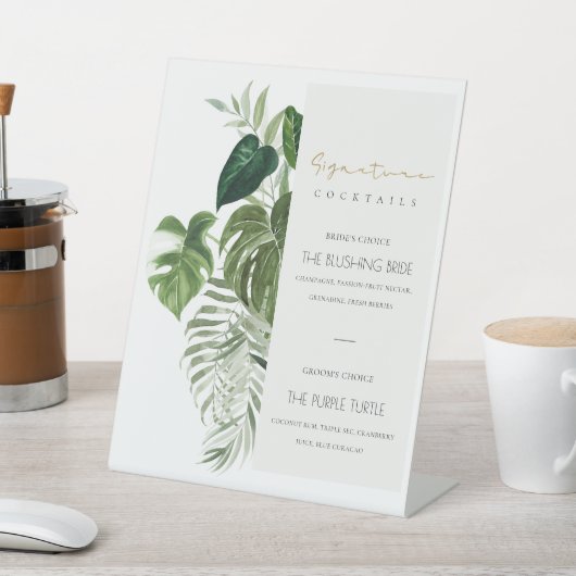Green Leafy Foliage Signature Drink Cocktails Reclamebord Met Voetstuk (Insitu)