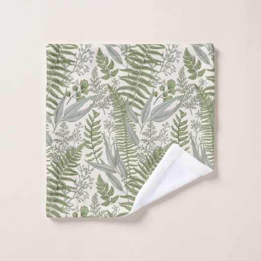 Green Leafy Garden Floral Pattern Bad Handdoek (Wasdoekje)