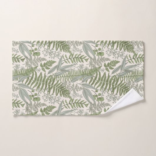 Green Leafy Garden Floral Pattern Bad Handdoek (Handdoek)