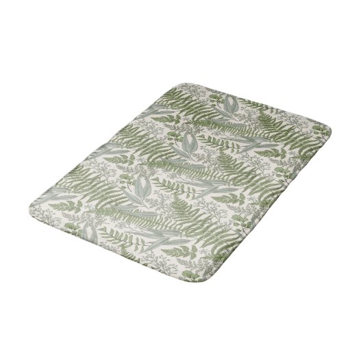 Green Leafy Garden Floral Pattern Badmat (Gekanteld)