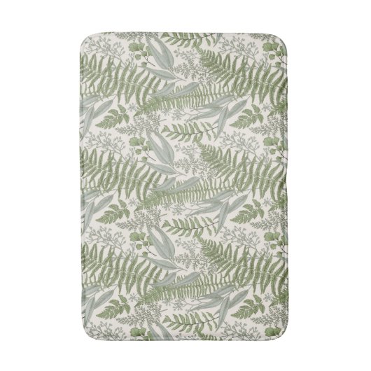 Green Leafy Garden Floral Pattern Badmat (Voorkant Verticaal)