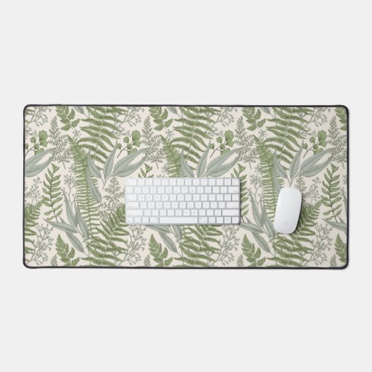 Green Leafy Garden Floral Pattern Bureaumat (Keyboard & Muis)