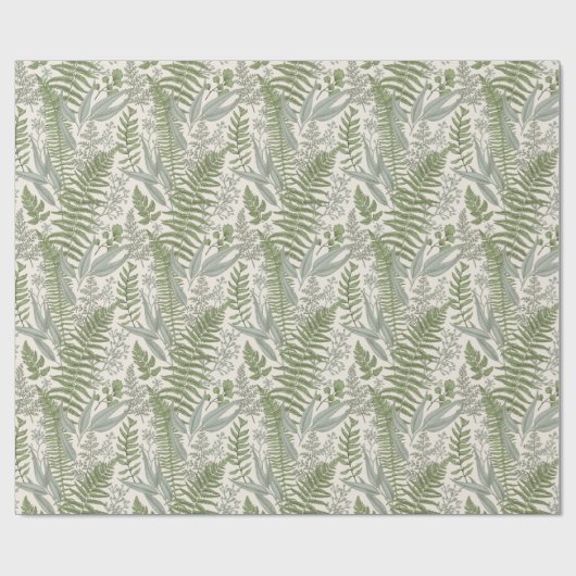Green Leafy Garden Floral Pattern Cadeaupapier (Vlak)
