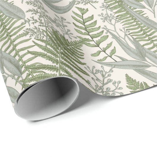 Green Leafy Garden Floral Pattern Cadeaupapier (Rol Hoek)