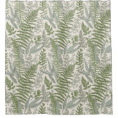 Green Leafy Garden Floral Pattern Douchegordijn (Voorkant)