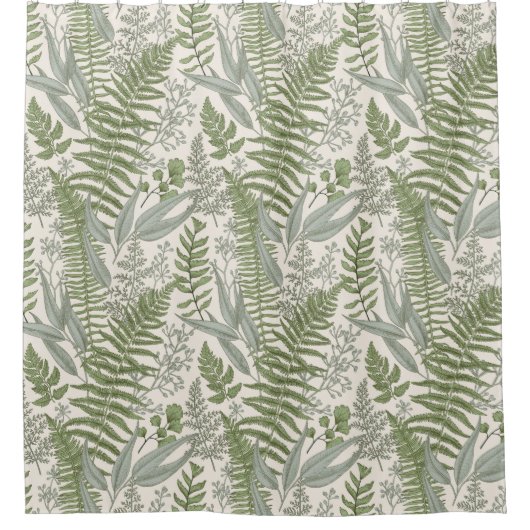 Green Leafy Garden Floral Pattern Douchegordijn (Voorkant)