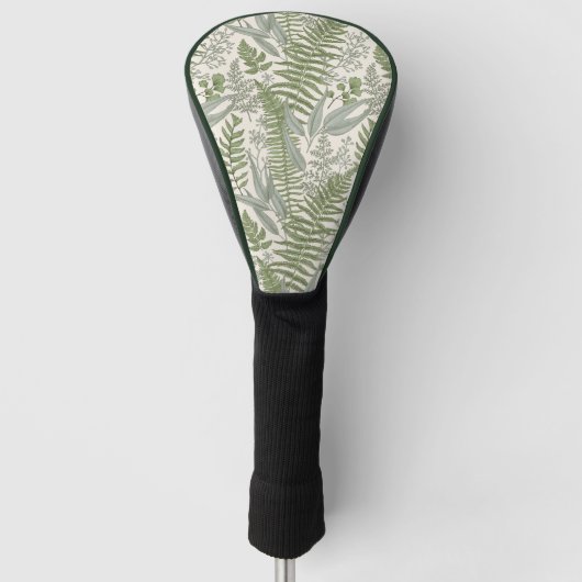 Green Leafy Garden Floral Pattern Golfheadcover (Voorkant)