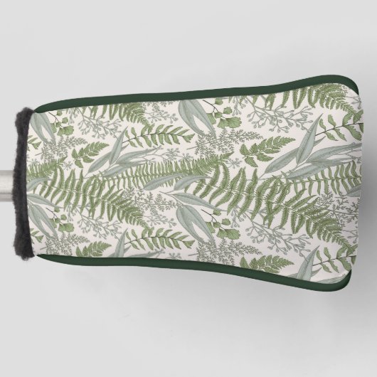 Green Leafy Garden Floral Pattern Golfheadcover (Voorkant)