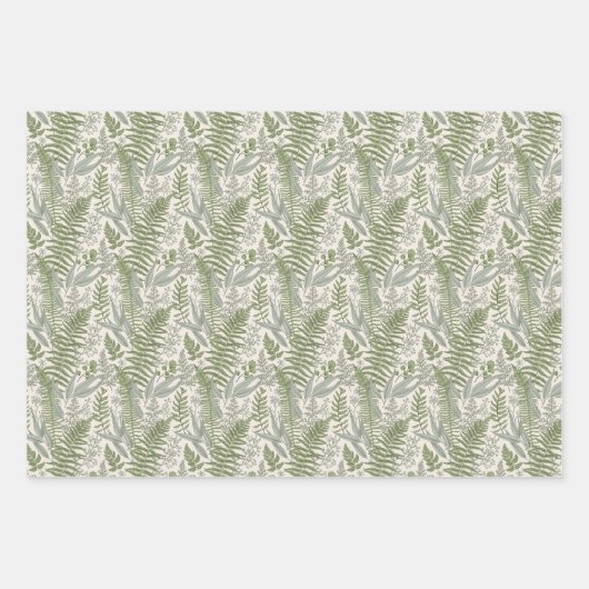 Green Leafy Garden Floral Pattern Inpakpapier Vel (Voorkant 2)