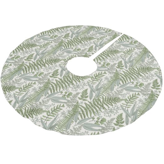Green Leafy Garden Floral Pattern Kerstboom Rok (Gekanteld)