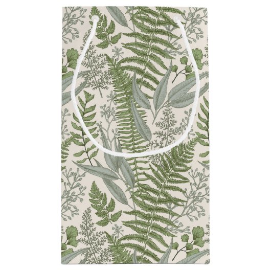 Green Leafy Garden Floral Pattern Klein Cadeauzakje (Achterkant)