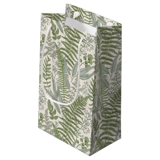 Green Leafy Garden Floral Pattern Klein Cadeauzakje (Achterkant Gekanteld)