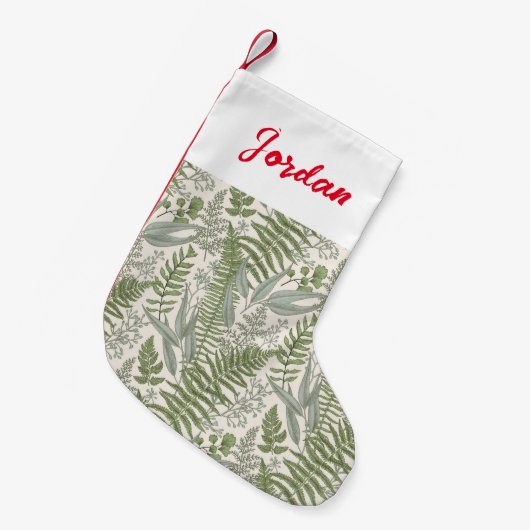 Green Leafy Garden Floral Pattern Kleine Kerstsok (Voorkant (Hangend))