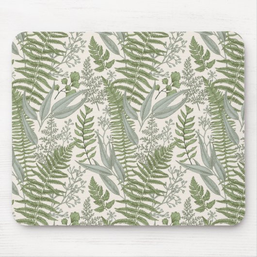 Green Leafy Garden Floral Pattern Muismat (Voorkant)
