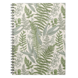 Green Leafy Garden Floral Pattern Notitieboek