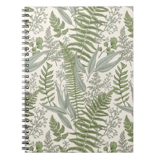 Green Leafy Garden Floral Pattern Notitieboek (Voorkant)