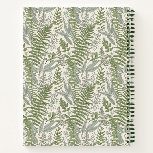 Green Leafy Garden Floral Pattern Notitieboek (Achterkant)