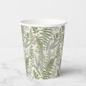 Green Leafy Garden Floral Pattern Papieren Bekers (Rechts)
