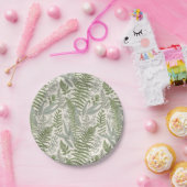 Green Leafy Garden Floral Pattern Papieren Bordje (Feest)