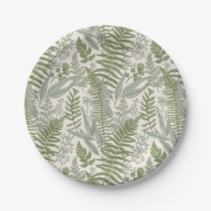 Green Leafy Garden Floral Pattern Papieren Bordje